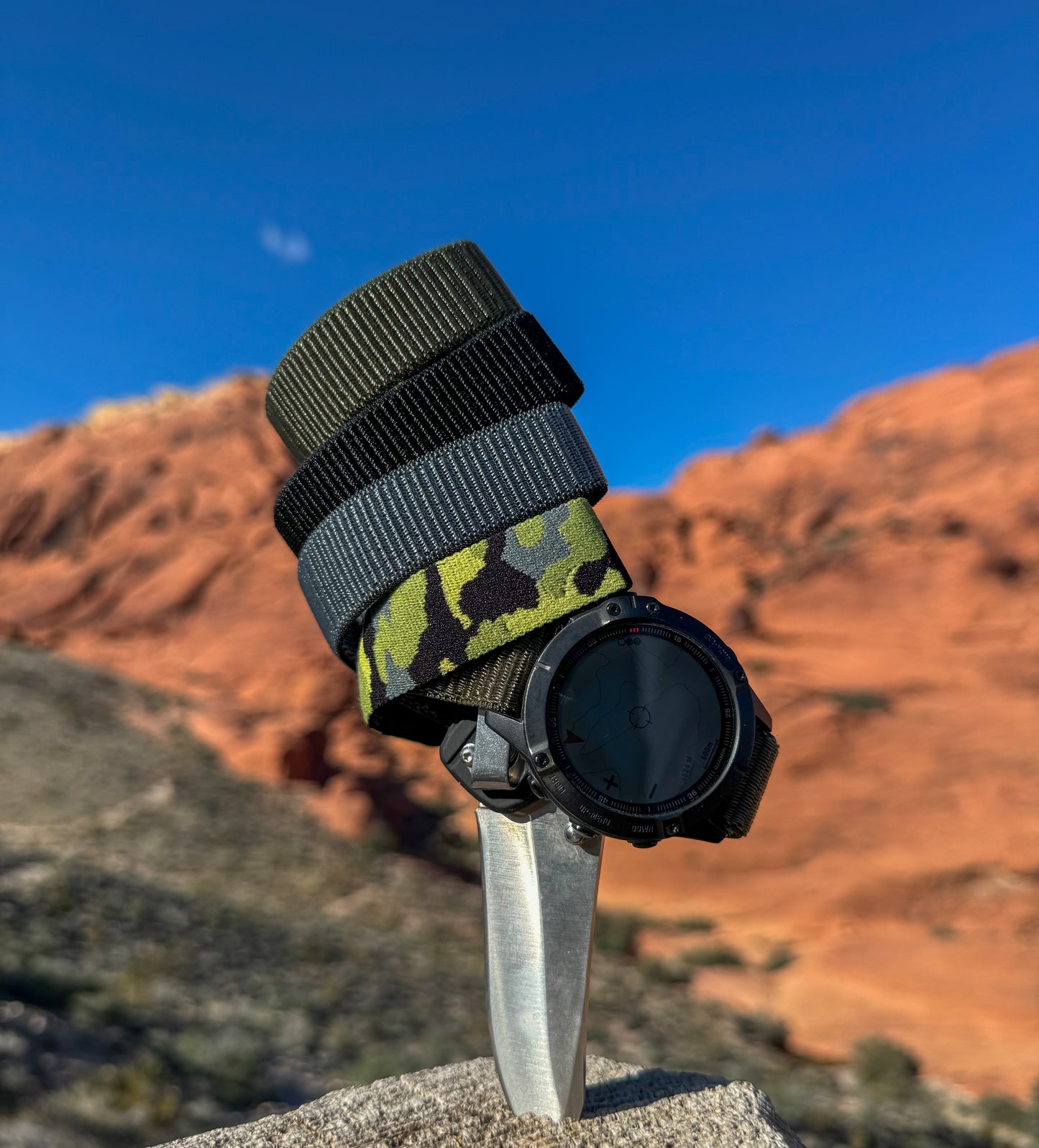 Nylon Watch Straps 4-Pack for Garmin, Samsung, and Others. 22MM, Grey, Black, Green, Camouflage