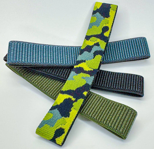 Nylon Watch Straps 4-Pack for Garmin, Samsung, and Others. 22MM, Grey, Black, Green, Camouflage